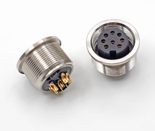 Ground Pin Male Female Circular PCB Connector M16 8 Pin Soldering Type