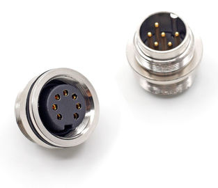 Ground Pin Male Female Circular PCB Connector M16 8 Pin Soldering Type