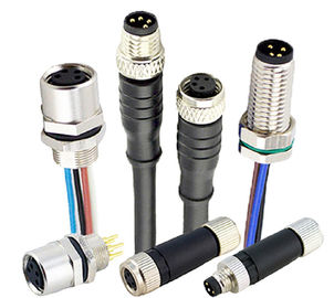 5pin 8pin M12 Circular  Straight angle Wire Cable assembly Male Female connector for PCB CCTV camera automative